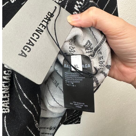 NWT Balenciaga Logo Intarsia Wool-Blend Sweater Black Men's XL - Picture 12 of 15